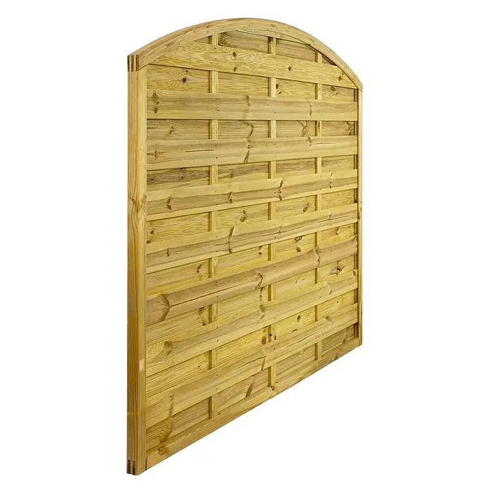 GartenLand Sichtschutzelement VARIO - B x H: 180 x 150 cm, Holz, Kiefer KDI Grün - Gewölbtes Holzaunfeld für den Garten mit waagerechten geflochtenen Latten.
