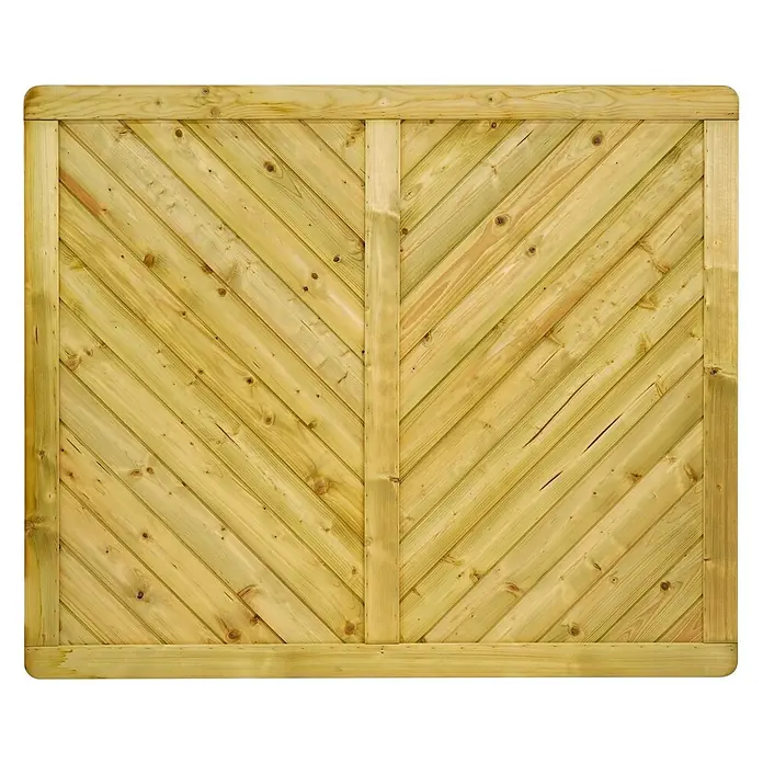 GartenLand Sichtschutzelement INNSBRUCK MASSIV - B x H: 180 x 150 cm, Holz, Fichte KDI Grün - Heller, behandelter Holzzaun mit Fischgrätmuster, gerahmt und vertikal verstärkt.