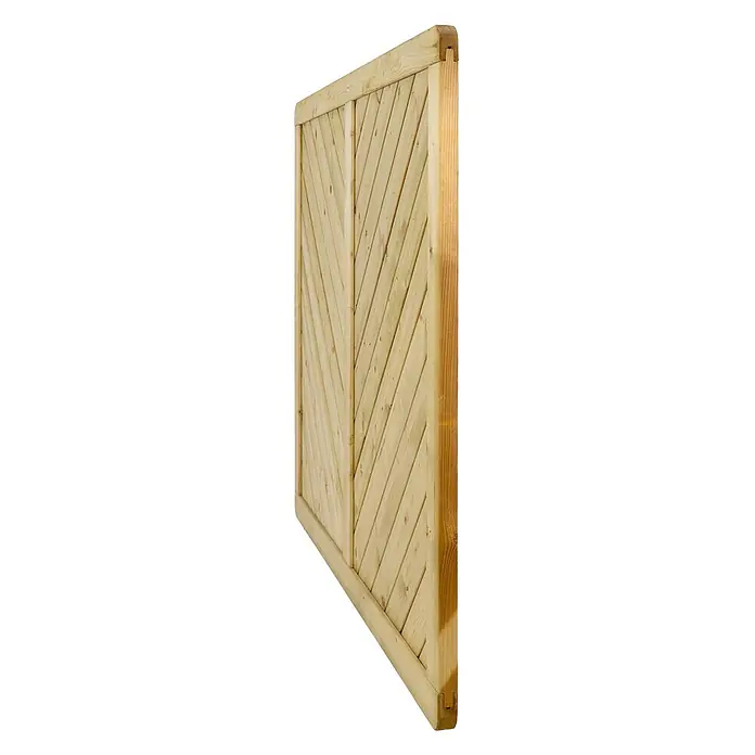 GartenLand Sichtschutzelement INNSBRUCK MASSIV - B x H: 180 x 150 cm, Holz, Fichte KDI Grün - Heller Holzzaun mit diagonalen Latten.
