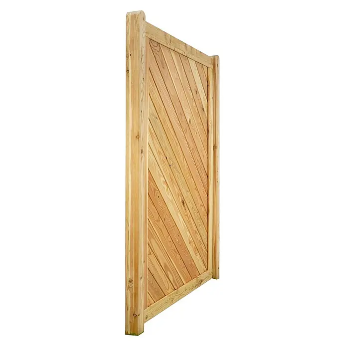 GartenLand Sichtschutzelement NIZZA - B x H: 120 x 180 cm, Holz, Lärche - Helles Holztor mit diagonalen Latten und Naturholzoptik.