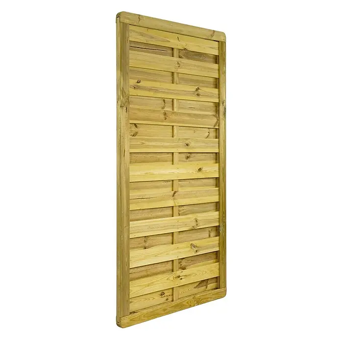 GartenLand Sichtschutzelement VARIO MASSIV - Holz, Kiefer KDI Grün - Kesseldruckimprägniertes Holzzaunelement mit Querlatten und abgerundeter Abdeckung.