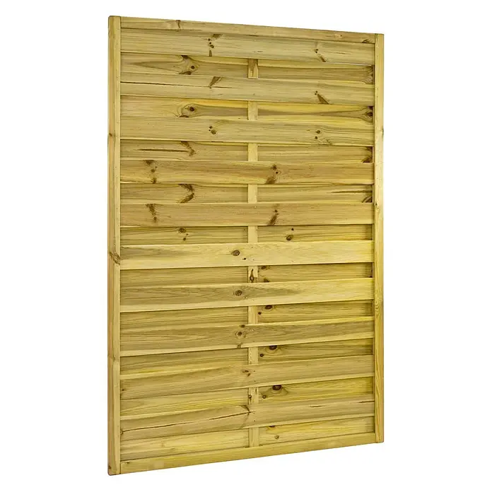 GartenLand Sichtschutzelement VARIO - B x H: 120 x 180 cm, Holz, Kiefer KDI Grün - Helles Holzzaun-Paneel mit horizontalen Lamellen und vertikalen Stützen für Gartensichtschutz.