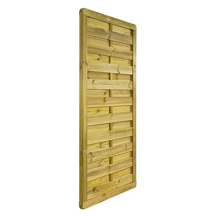 GartenLand Sichtschutzelement VARIO MASSIV - Holz, Kiefer KDI Grün - Imprägniertes Holzzaunelement mit horizontalen Lamellen für den Gartenschutz.