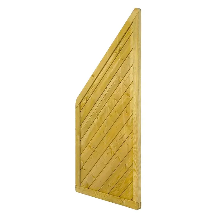GartenLand Sichtschutzelement INNSBRUCK - B x H: 90 x 180 cm, Holz, Fichte KDI Grün - Helles Holzzaunfeld mit diagonalen Latten und abgeschrägter Oberkante.