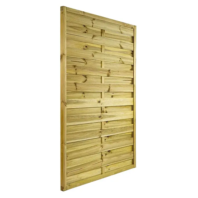 GartenLand Sichtschutzelement VARIO - B x H: 120 x 180 cm, Holz, Kiefer KDI Grün - Helles, behandeltes Holzzaunfeld mit horizontalen Lamellen.