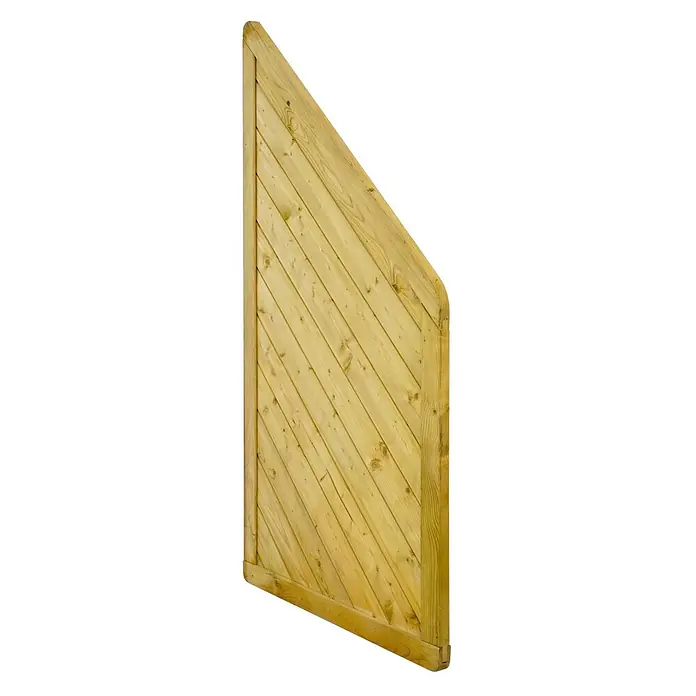 GartenLand Sichtschutzelement INNSBRUCK - B x H: 90 x 180 cm, Holz, Fichte KDI Grün - Imprägnierte Gartenzaunplatte aus Holz mit diagonalen Lamellen und abgerundeter oberer Ecke.