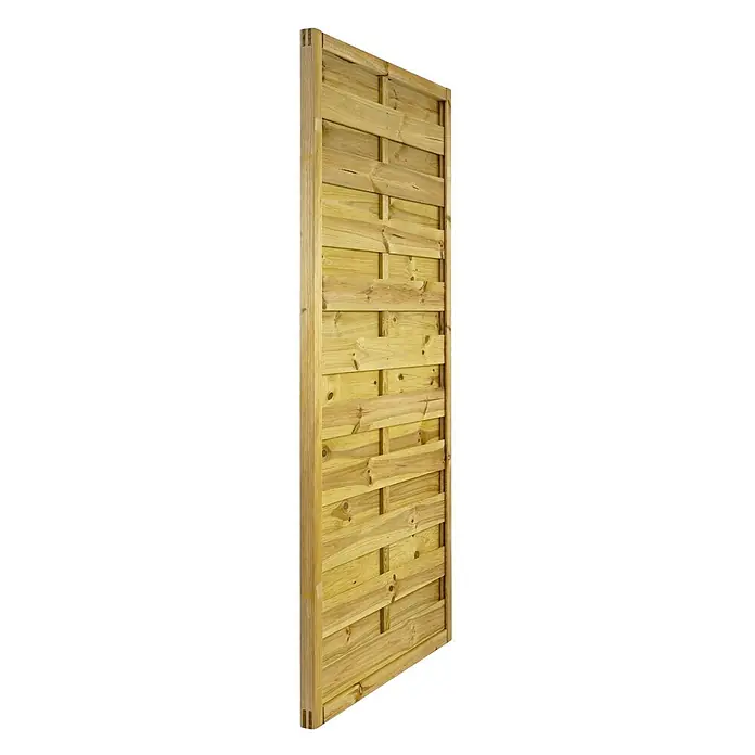GartenLand Sichtschutzelement VARIO - B x H: 90 x 180 cm, Holz, Kiefer KDI Grün - Horizontale Lamellen-Sichtschutzwand aus hellem Holz mit sichtbarer Maserung.