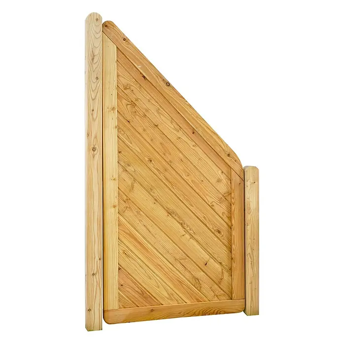 GartenLand Sichtschutzelement NIZZA - B x H: 90 x 180 cm, Holz, Lärche - Helles Holzgartentor mit diagonalen Latten und stabilem Rahmen.