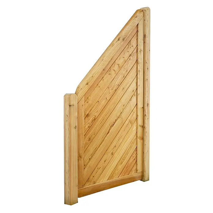 GartenLand Sichtschutzelement NIZZA - B x H: 90 x 180 cm, Holz, Lärche - Schräges Holztor mit diagonalen Latten aus Naturkiefernholz. Ideal für Treppen oder Hanglagen.