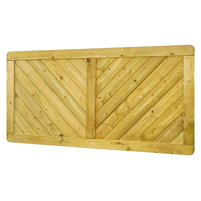 GartenLand Sichtschutzelement INNSBRUCK MASSIV - B x H: 180 x 90 cm, Holz, Fichte KDI Grün - Garten-Zaunfeld aus hellem, behandeltem Holz mit Chevron-Muster aus diagonalen Latten und Rahmen.