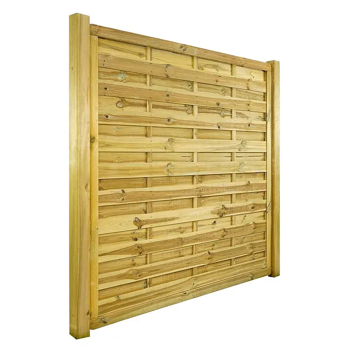 GartenLand Sichtschutzelement VARIO MASSIV - B x H: 180 x 180 cm, Holz, Kiefer KDI Grün - Helles Holzzaunfeld mit horizontaler Geflechtoptik, ideal für Garten und Sichtschutz.