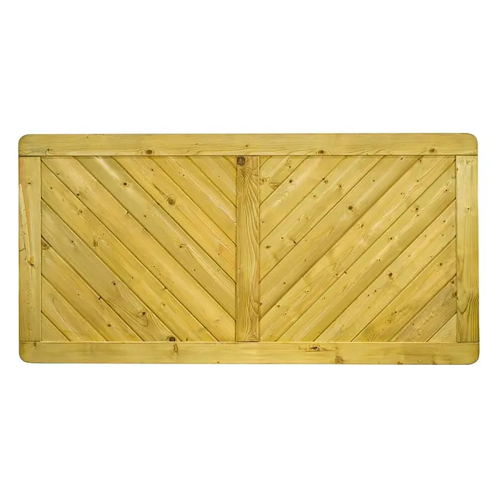 GartenLand Sichtschutzelement INNSBRUCK MASSIV - B x H: 180 x 90 cm, Holz, Fichte KDI Grün - Helles Holzgatter mit diagonalen Brettern im Fischgrätmuster, gerahmt von Quer- und Längsbohlen.