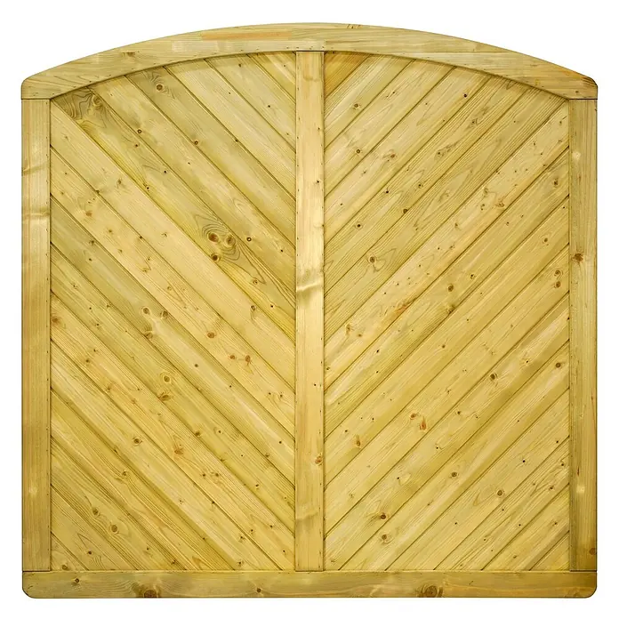 GartenLand Sichtschutzelement INNSBRUCK MASSIV - B x H: 180 x 180 cm, Holz, Fichte KDI Grün - Behandeltes Holz-Zaunelement mit Bogenoberkante und diagonalen Brettern in Chevron-Muster.