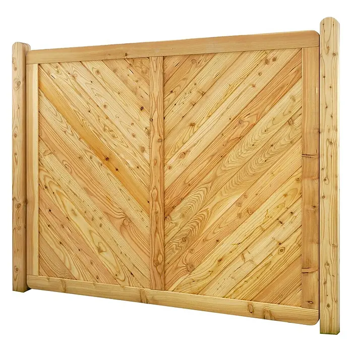 GartenLand Sichtschutzelement NIZZA - B x H: 180 x 150 cm, Holz, Lärche - Hellholz-Zaunpaneel mit ausgeprägtem Chevron-Muster, gerahmt von dickeren Holzbalken.