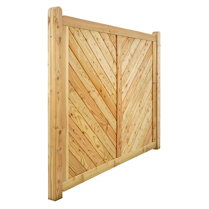 GartenLand Sichtschutzelement NIZZA - B x H: 180 x 150 cm, Holz, Lärche - Leichter Holzzaun mit Fischgrätmuster-Lamellen und robusten Pfosten.