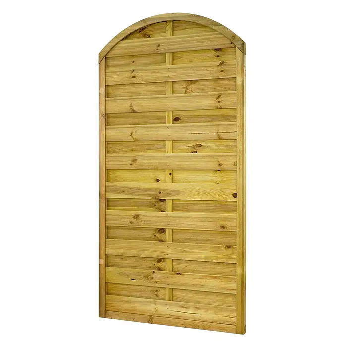 GartenLand Sichtschutzelement VARIO - B x H: 90 x 180 cm, Holz, Kiefer KDI Grün - Natürlicher Holzzaunpaneel mit Bogen und horizontalen Latten.