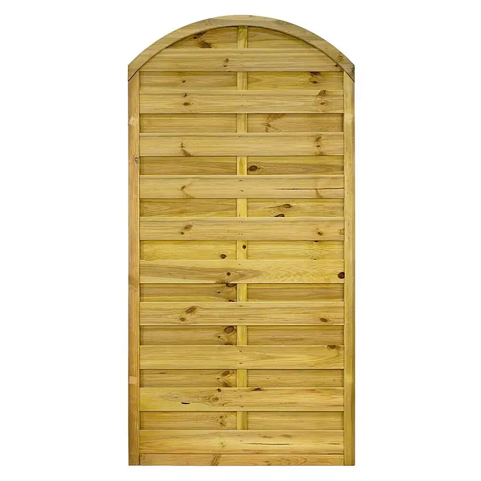 GartenLand Sichtschutzelement VARIO - B x H: 90 x 180 cm, Holz, Kiefer KDI Grün - Gewölbtes Holzzaunfeld mit horizontalen Latten und vertikalen Streben.