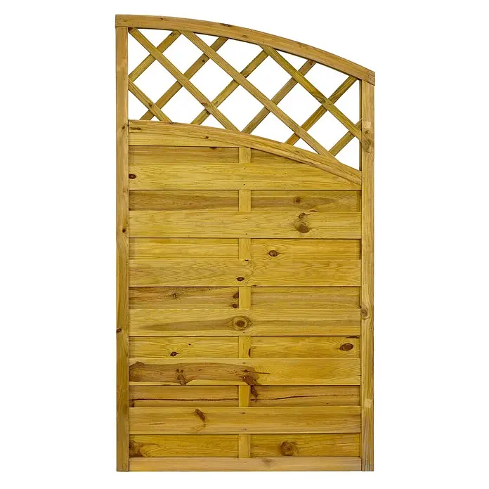 GartenLand Sichtschutzelement VARIO - B x H: 90 x 140 cm, Holz, Kiefer KDI Grün - Holzzaunfeld mit gewölbtem Rankgitter oben und horizontalen Latten, Naturholz-Finish.