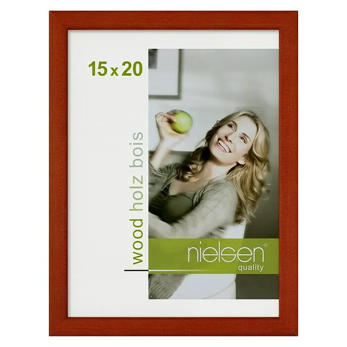 Nielsen Holzrahmen Zoom - 15 x 20 cm, Rot - Holz Bilderrahmen in der Größe 15x20 cm. Der Rahmen ist in einem warmen Braunton gehalten und verleiht Ihren Fotos einen natürlichen Charme.