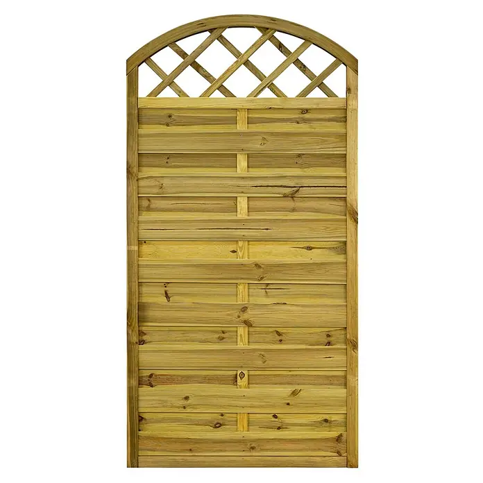 GartenLand Sichtschutzelement VARIO - B x H: 90 x 180 cm, Holz, Kiefer KDI Grün - Gartenzaun aus Holz mit gewölbtem Spalieraufsatz und horizontalen Latten, naturfarbene Holzbehandlung.