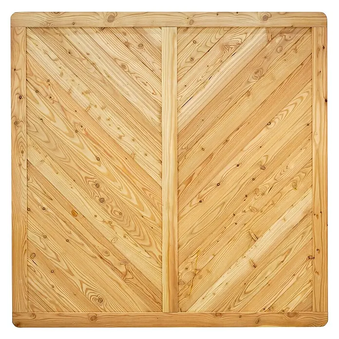 GartenLand Sichtschutzelement NIZZA - B x H: 180 x 150 cm, Holz, Lärche - Helles Holztorblatt mit diagonalen Fischgrätlamellen und stabilem Rahmen.