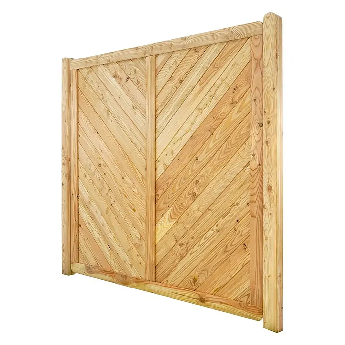 GartenLand Sichtschutzelement NIZZA - B x H: 180 x 150 cm, Holz, Lärche - Heller Holzzaun mit markantem diagonalem Fischgrätmuster, ideal für Sichtschutz oder als Tor.