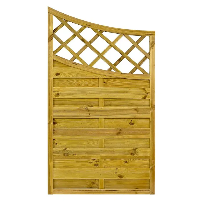 GartenLand Sichtschutzelement VARIO - B x H: 90 x 160 cm, Holz, Kiefer KDI Grün - Gartenzaun aus Holz mit Lattenunterteil und einem geschwungenen, dekorativen Spalieraufsatz.