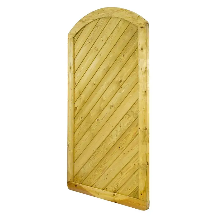 GartenLand Sichtschutzelement INNSBRUCK MASSIV - B x H: 100 x 180 cm, Holz, Fichte KDI Grün - Gewölbtes Holztor mit diagonalen Latten, aus hellem, behandeltem Holz gefertigt.