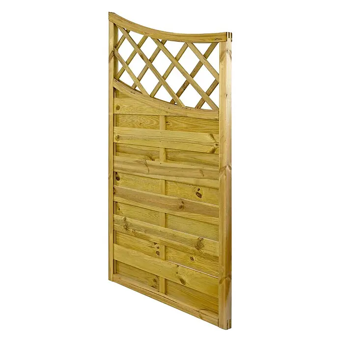 GartenLand Sichtschutzelement VARIO - B x H: 90 x 160 cm, Holz, Kiefer KDI Grün - Heller Holzzaun mit diagonalem Rankgitter oben und horizontalen Latten unten.