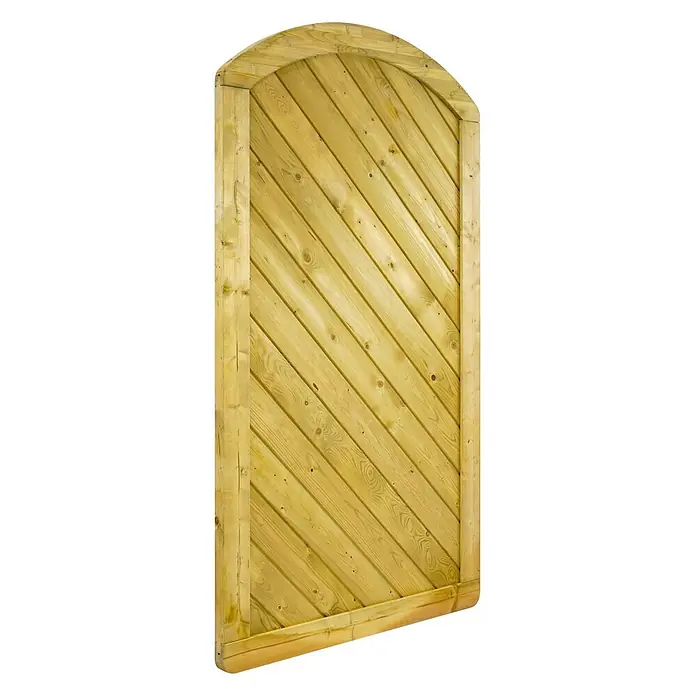 GartenLand Sichtschutzelement INNSBRUCK MASSIV - B x H: 100 x 180 cm, Holz, Fichte KDI Grün - Gewölbtes Holztor für den Garten mit diagonalen Latten und Naturholz-Oberfläche.