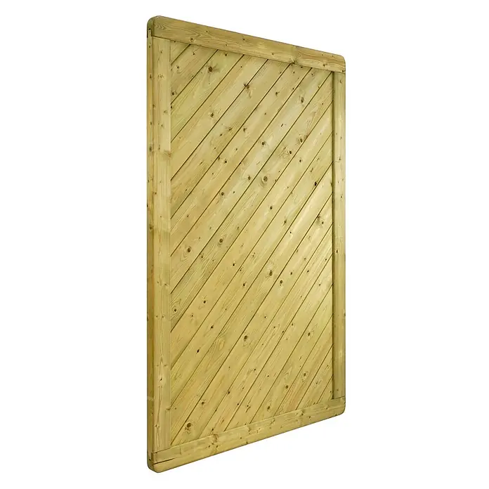 GartenLand Sichtschutzelement INNSBRUCK MASSIV - B x H: 120 x 180 cm, Holz, Fichte KDI Grün - Hellgelb-grün imprägnierte Holz-Zaunplatte mit diagonalen Lamellen und stabilem Rahmen.