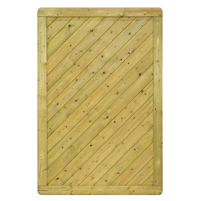 GartenLand Sichtschutzelement INNSBRUCK MASSIV - B x H: 120 x 180 cm, Holz, Fichte KDI Grün - Holz Zaunfeld aus hellgrün lasiertem Holz mit diagonalen Latten und Rahmen.