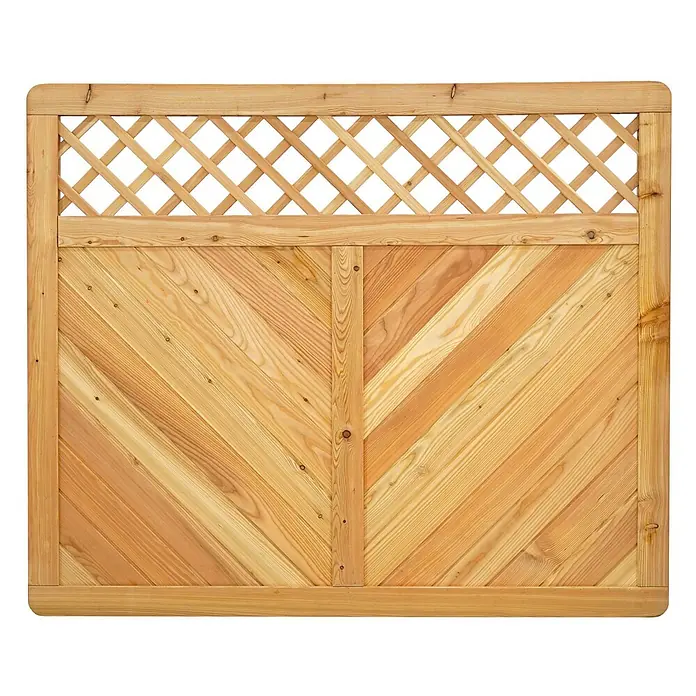 GartenLand Sichtschutzelement NIZZA - B x H: 180 x 150 cm, Holz, Lärche - Holzgartenzaun mit diagonalen Latten und Gitteroberteil.