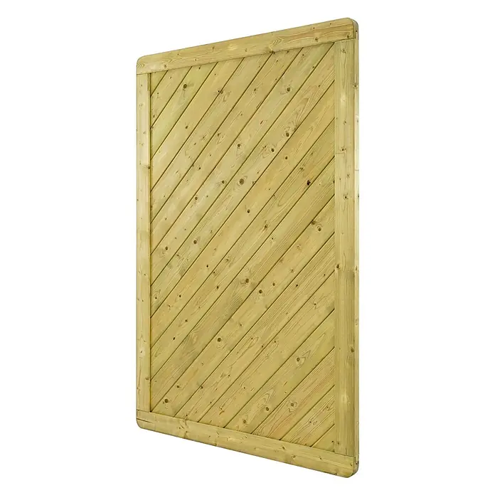 GartenLand Sichtschutzelement INNSBRUCK MASSIV - B x H: 120 x 180 cm, Holz, Fichte KDI Grün - Heller, kesseldruckimprägnierter Holzzaun mit diagonalen Latten und robustem Rahmen.