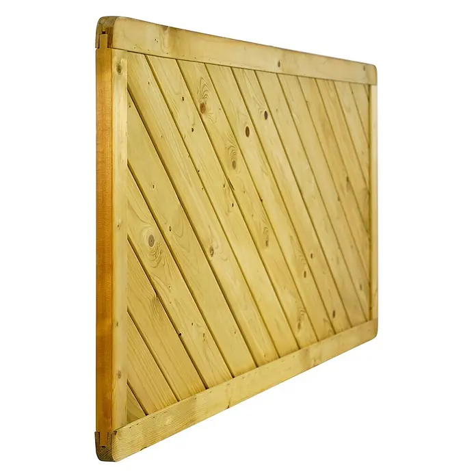 GartenLand Sichtschutzelement INNSBRUCK - B x H: 180 x 90 cm, Holz, Fichte KDI Grün - Heller Holzzaun mit diagonalen Latten, gerahmt von Quer- und Längsbalken, mit natürlicher Maserung.