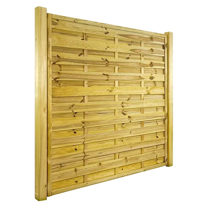 GartenLand Sichtschutzelement VARIO - B x H: 180 x 180 cm, Holz, Kiefer KDI Grün - Helles Holz-Gartenzaunfeld mit geflochtenen horizontalen Lamellen.