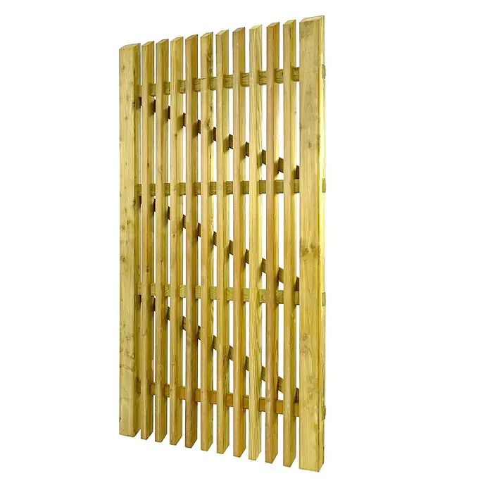 GartenLand Sichtschutzelement BERGAMO - B x H: 100 x 180 cm, Holz, Fichte KDI Grün - Helles Holzzaunfeld mit vertikalen Latten und horizontalen Streben als Sichtschutzelement.