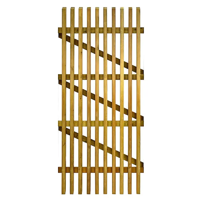 GartenLand Sichtschutzelement BERGAMO - B x H: 100 x 180 cm, Holz, Fichte KDI Grün - Hölzernes Gartentor mit vertikalen Latten sowie horizontalen und diagonalen Streben.