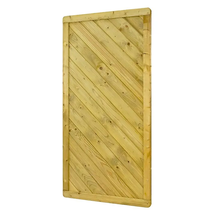 GartenLand Sichtschutzelement INNSBRUCK - B x H: 90 x 180 cm, Holz, Fichte KDI Grün - Hellgrüne, behandelte Holzzaunplatte mit diagonalen Lamellen, gerahmt von robustem Holz.