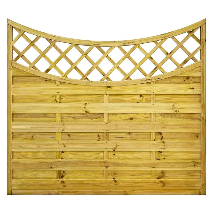GartenLand Sichtschutzelement VARIO - B x H: 180 x 160 cm, Holz, Kiefer KDI Grün - Helles Holzzaunfeld mit Querlatten und gewölbtem Spalieraufsatz.