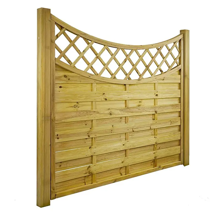 GartenLand Sichtschutzelement VARIO - B x H: 180 x 160 cm, Holz, Kiefer KDI Grün - Helles Holzzaunfeld mit gewölbtem Spalieraufsatz und horizontalen Latten.