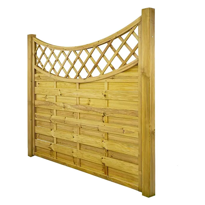 GartenLand Sichtschutzelement VARIO - B x H: 180 x 160 cm, Holz, Kiefer KDI Grün - Hellbraunes Holzzaunelement mit dekorativem, geschwungenem Spalieraufsatz.
