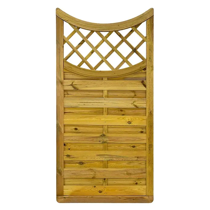 GartenLand Sichtschutzelement VARIO MASSIV - B x H: 90 x 180 cm, Holz, Kiefer KDI Grün - Imprägniertes Holzzaunelement mit gebogenem Rankgitter oben und horizontalen Latten.