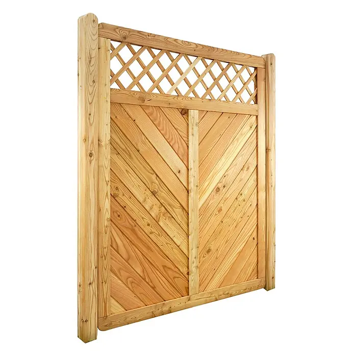GartenLand Sichtschutzelement NIZZA - B x H: 150 x 180 cm, Holz, Lärche - Holzzaunfeld mit Rauten-Gitteraufsatz und Fischgrätmuster-Basis. Aus hellem Naturholz.