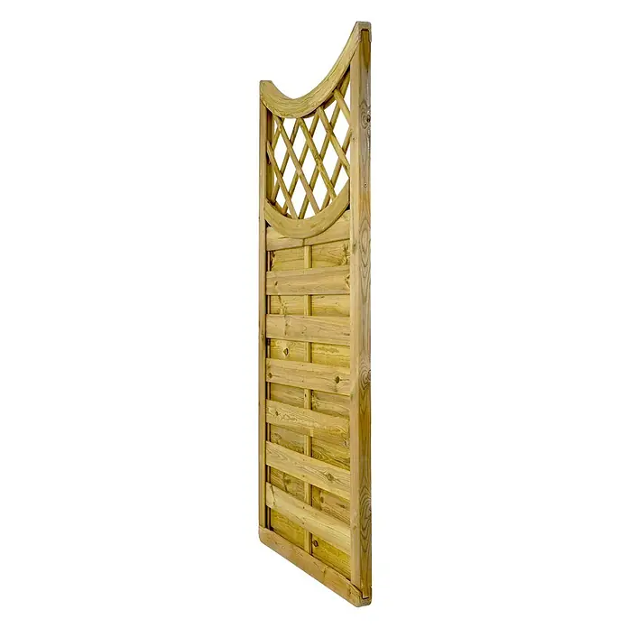 GartenLand Sichtschutzelement VARIO MASSIV - B x H: 90 x 180 cm, Holz, Kiefer KDI Grün - Behandeltes Holzzaunfeld mit dekorativem, gebogenem Rankgitter und massivem Lamellenboden.