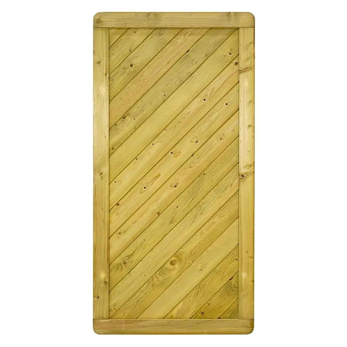GartenLand Sichtschutzelement INNSBRUCK MASSIV - B x H: 90 x 180 cm, Holz, Fichte KDI Grün - Grün imprägniertes Holzpaneel mit diagonalen Latten und stabilem Holzrahmen.