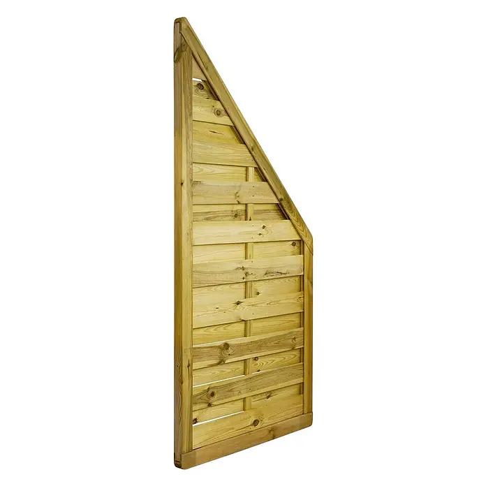 GartenLand Sichtschutzelement VARIO MASSIV - B x H: 90 x 180 cm, Holz, Kiefer KDI Grün - Schräg zulaufendes Gartenpaneel aus hellbraunem Holz, als Sichtschutz oder Zaun geeignet.