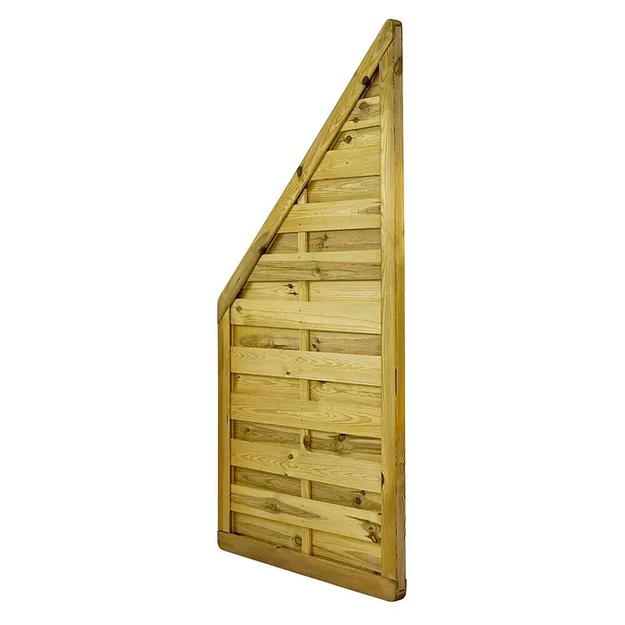 GartenLand Sichtschutzelement VARIO MASSIV - B x H: 90 x 180 cm, Holz, Kiefer KDI Grün - Schräge Holzzaunplatte mit horizontal geflochtenen Latten für Gartengrenzen.