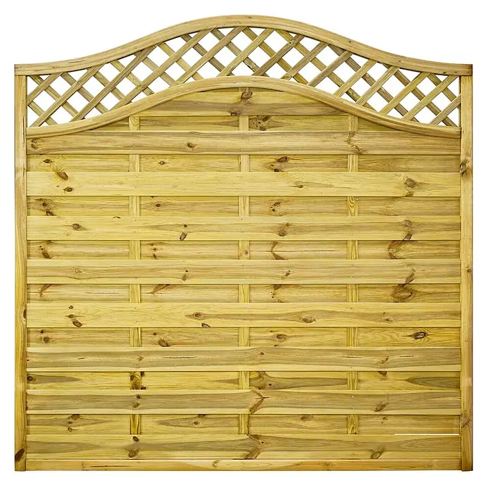 GartenLand Sichtschutzelement VARIO - B x H: 180 x 180 cm, Holz, Kiefer KDI Grün - Hölzernes Gartenzaunpaneel mit dekorativem Rankgitteraufsatz und horizontalen Latten.