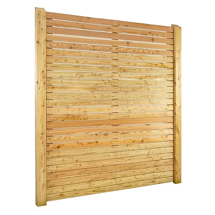 GartenLand Sichtschutzelement SALZBURG DELUXE - B x H: 149 x 180 cm, Holz, Lärche - Heller Holz-Sichtschutz mit horizontalen Lamellen und zwei stabilen Pfosten.